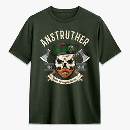 ScotsTee Shop Scottish Anstruther Crest Tartan T-shirt Alba Skull Style
