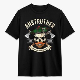 ScotsTee Shop Scottish Anstruther Crest Tartan T-shirt Alba Skull Style