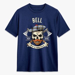 ScotsTee Shop Scottish Bell of the Borders Crest Tartan T-shirt Alba Skull Style