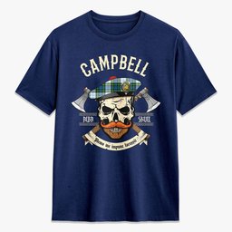ScotsTee Shop Scottish Campbell Dress Crest Tartan T-shirt Alba Skull Style
