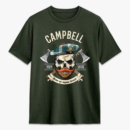 ScotsTee Shop Scottish Campbell Dress Crest Tartan T-shirt Alba Skull Style