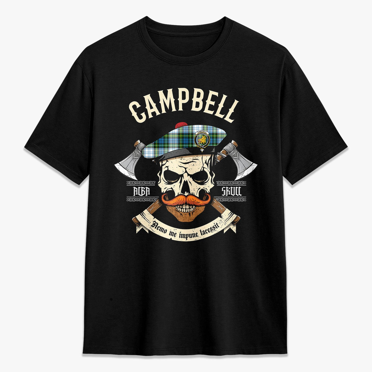 ScotsTee Shop Scottish Campbell Dress Crest Tartan T-shirt Alba Skull Style