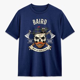 ScotsTee Shop Scottish Baird Modern Crest Tartan T-shirt Alba Skull Style