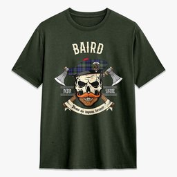ScotsTee Shop Scottish Baird Modern Crest Tartan T-shirt Alba Skull Style