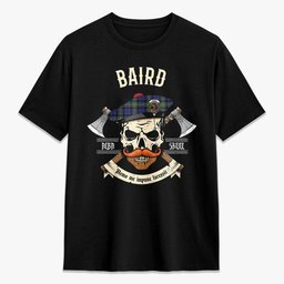ScotsTee Shop Scottish Baird Modern Crest Tartan T-shirt Alba Skull Style