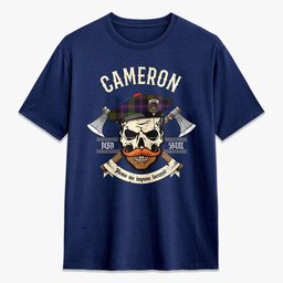 ScotsTee Shop Scottish Cameron of Erracht Modern Crest Tartan T-shirt Alba Skull Style