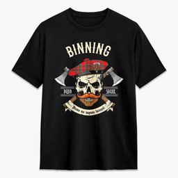 ScotsTee Shop Scottish Binning (of Wallifoord) Crest Tartan T-shirt Alba Skull Style