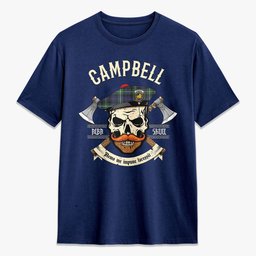 ScotsTee Shop Scottish Campbell Argyll Modern Crest Tartan T-shirt Alba Skull Style