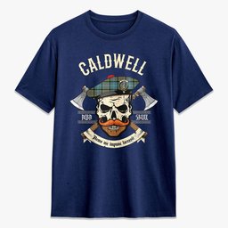 ScotsTee Shop Scottish Caldwell Crest Tartan T-shirt Alba Skull Style