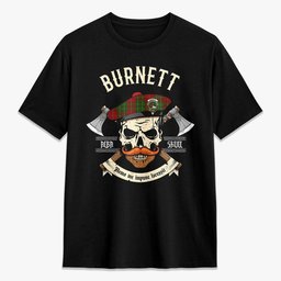 ScotsTee Shop Scottish Burnett Crest Tartan T-shirt Alba Skull Style