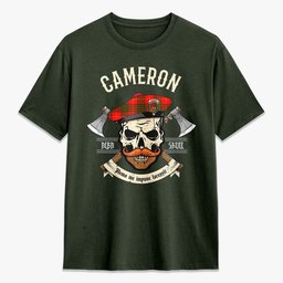 ScotsTee Shop Scottish Cameron Modern Crest Tartan T-shirt Alba Skull Style