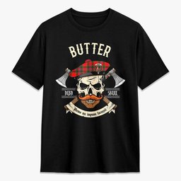 ScotsTee Shop Scottish Butter Crest Tartan T-shirt Alba Skull Style