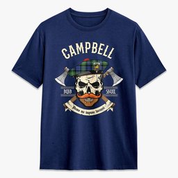ScotsTee Shop Scottish Campbell Argyll Ancient Crest Tartan T-shirt Alba Skull Style