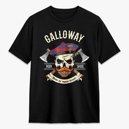 ScotsTee Shop Scottish Galloway Red Crest Tartan T-shirt Alba Skull Style