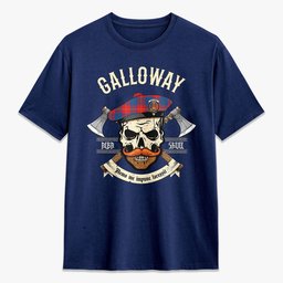 ScotsTee Shop Scottish Galloway Red Crest Tartan T-shirt Alba Skull Style