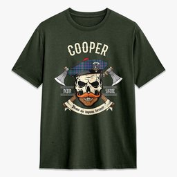 ScotsTee Shop Scottish Cooper Ancient Crest Tartan T-shirt Alba Skull Style