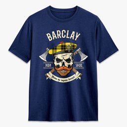 ScotsTee Shop Scottish Barclay Dress Modern Crest Tartan T-shirt Alba Skull Style