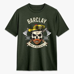 ScotsTee Shop Scottish Barclay Dress Modern Crest Tartan T-shirt Alba Skull Style