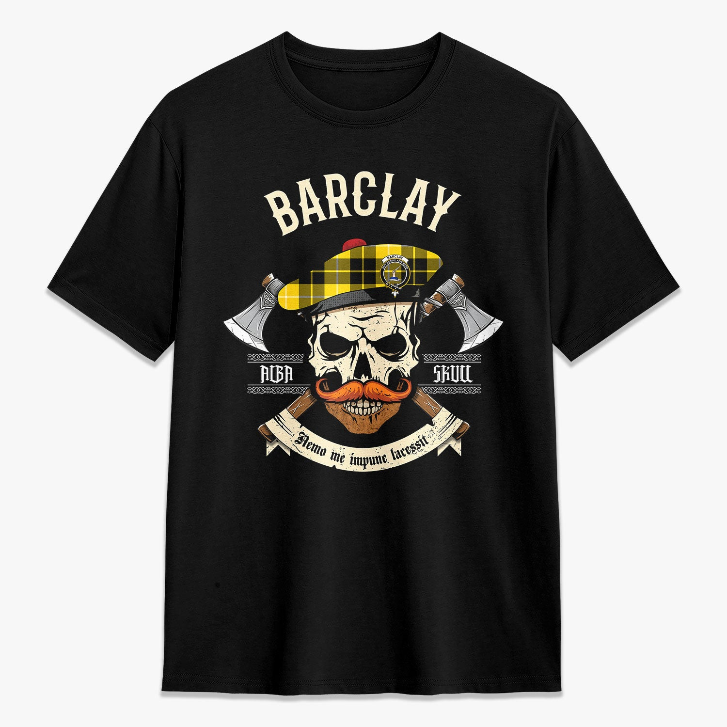 ScotsTee Shop Scottish Barclay Dress Modern Crest Tartan T-shirt Alba Skull Style