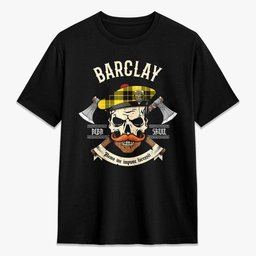ScotsTee Shop Scottish Barclay Dress Modern Crest Tartan T-shirt Alba Skull Style