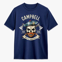 ScotsTee Shop Scottish Campbell Dress Ancient Crest Tartan T-shirt Alba Skull Style