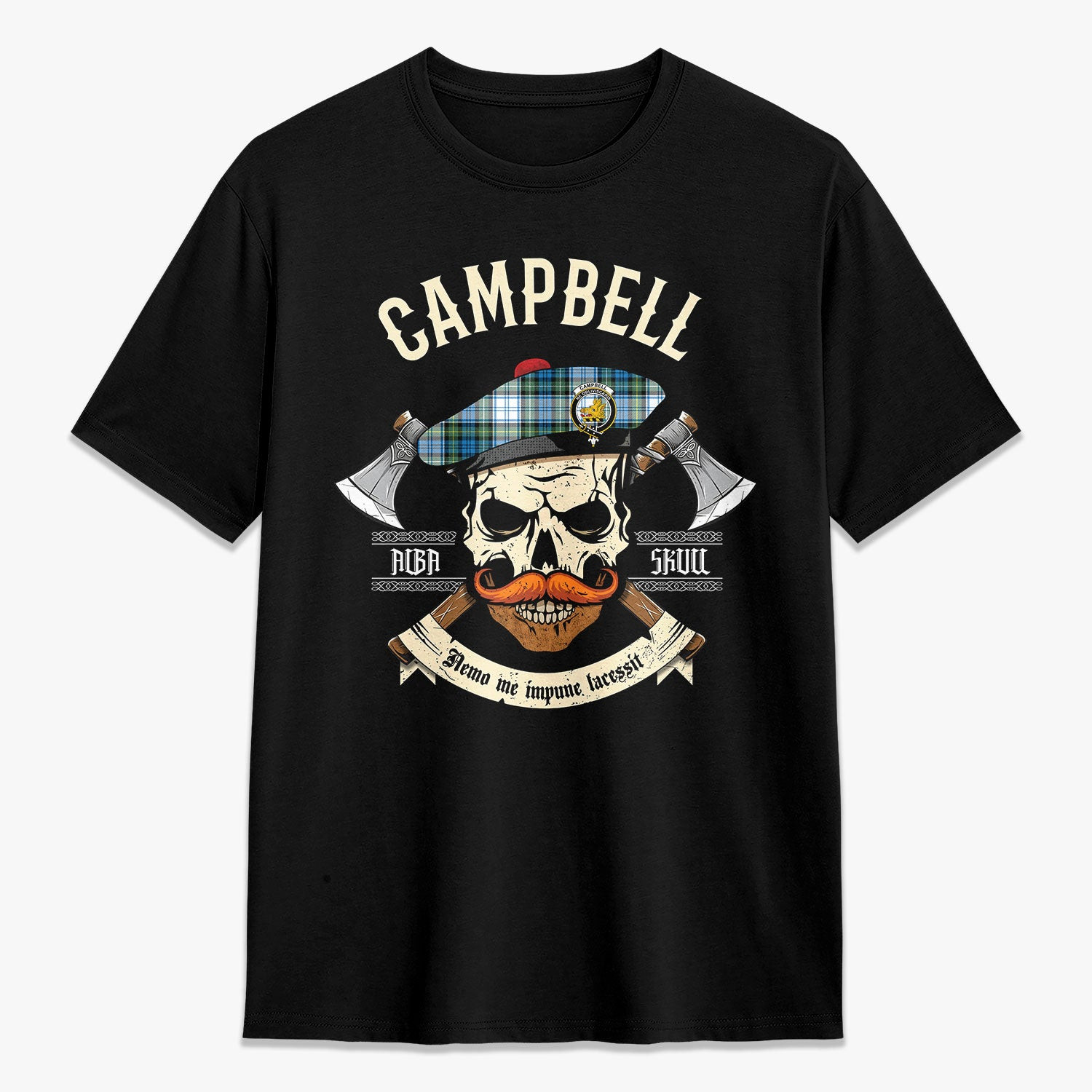 ScotsTee Shop Scottish Campbell Dress Ancient Crest Tartan T-shirt Alba Skull Style