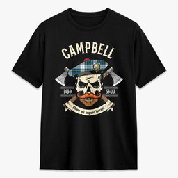 ScotsTee Shop Scottish Campbell Dress Ancient Crest Tartan T-shirt Alba Skull Style