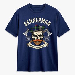 ScotsTee Shop Scottish Bannerman Crest Tartan T-shirt Alba Skull Style