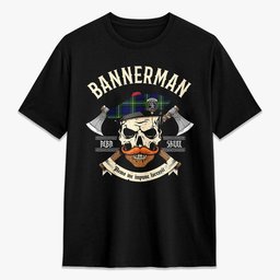 ScotsTee Shop Scottish Bannerman Crest Tartan T-shirt Alba Skull Style