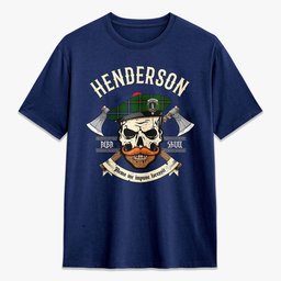 ScotsTee Shop Scottish Henderson Modern Crest Tartan T-shirt Alba Skull Style