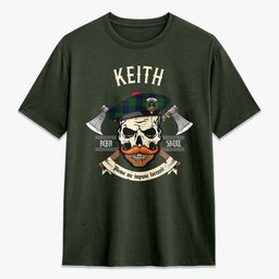 ScotsTee Shop Scottish Keith Modern Crest Tartan T-shirt Alba Skull Style