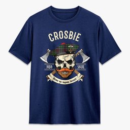 ScotsTee Shop Scottish Crosbie Crest Tartan T-shirt Alba Skull Style