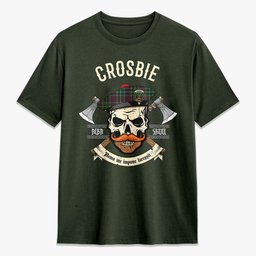 ScotsTee Shop Scottish Crosbie Crest Tartan T-shirt Alba Skull Style