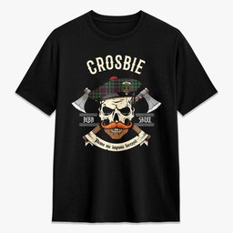 ScotsTee Shop Scottish Crosbie Crest Tartan T-shirt Alba Skull Style