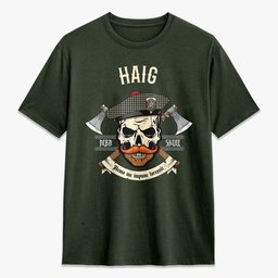 ScotsTee Shop Scottish Haig Check Crest Tartan T-shirt Alba Skull Style