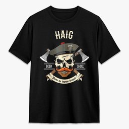 ScotsTee Shop Scottish Haig Check Crest Tartan T-shirt Alba Skull Style