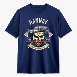 ScotsTee Shop Scottish Hannay Modern Crest Tartan T-shirt Alba Skull Style