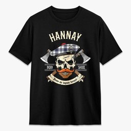 ScotsTee Shop Scottish Hannay Modern Crest Tartan T-shirt Alba Skull Style