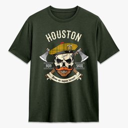 ScotsTee Shop Scottish Houston Crest Tartan T-shirt Alba Skull Style