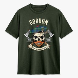ScotsTee Shop Scottish Gordon Ancient Crest Tartan T-shirt Alba Skull Style