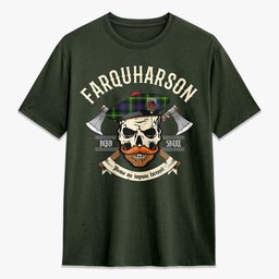 ScotsTee Shop Scottish Farquharson Modern Crest Tartan T-shirt Alba Skull Style