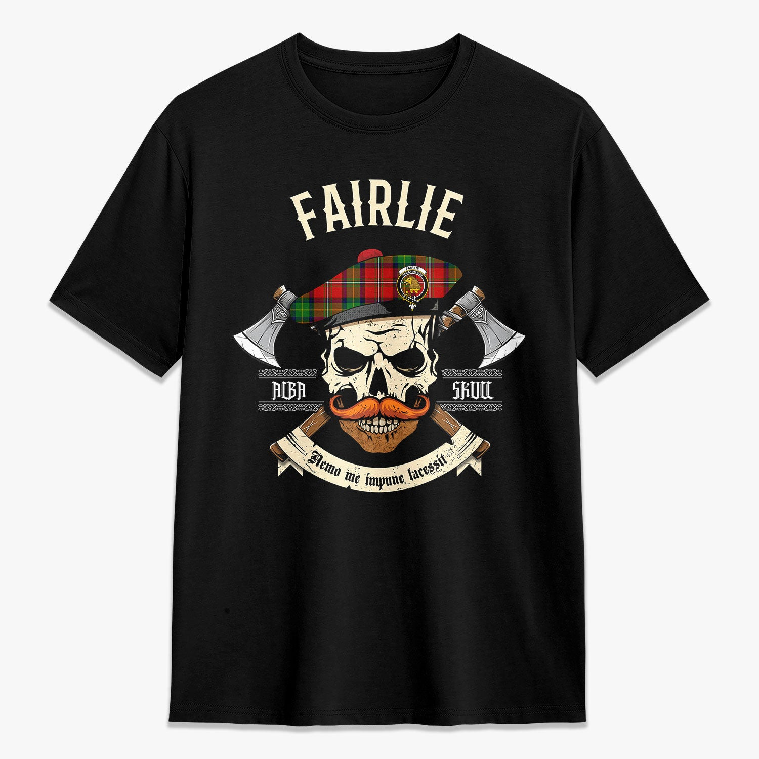 ScotsTee Shop Scottish Fairlie Crest Tartan T-shirt Alba Skull Style