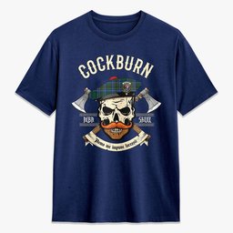 ScotsTee Shop Scottish Cockburn Ancient Crest Tartan T-shirt Alba Skull Style