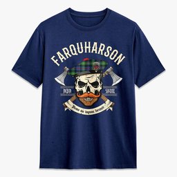 ScotsTee Shop Scottish Farquharson Ancient Crest Tartan T-shirt Alba Skull Style