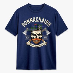 ScotsTee Shop Scottish Donnachaidh Crest Tartan T-shirt Alba Skull Style