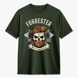 ScotsTee Shop Scottish Forrester Crest Tartan T-shirt Alba Skull Style