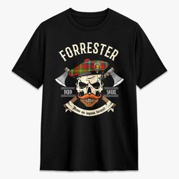 ScotsTee Shop Scottish Forrester Crest Tartan T-shirt Alba Skull Style