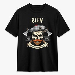 ScotsTee Shop Scottish Glen Crest Tartan T-shirt Alba Skull Style