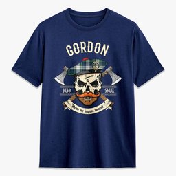 ScotsTee Shop Scottish Gordon Dress Ancient Crest Tartan T-shirt Alba Skull Style