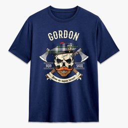 ScotsTee Shop Scottish Gordon Dress Modern Crest Tartan T-shirt Alba Skull Style